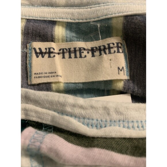 Free People Get Real T-Shirt Oversized Medium S/S Color-block Striped Green New - Picture 16 of 16